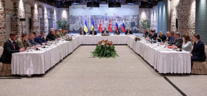 
					Menteri Luar Negeri Turki Hakan Fidan memimpin pertemuan antara negosiator Ukraina dan Rusia di Istanbul, Turki, pada 16 Mei 2025.