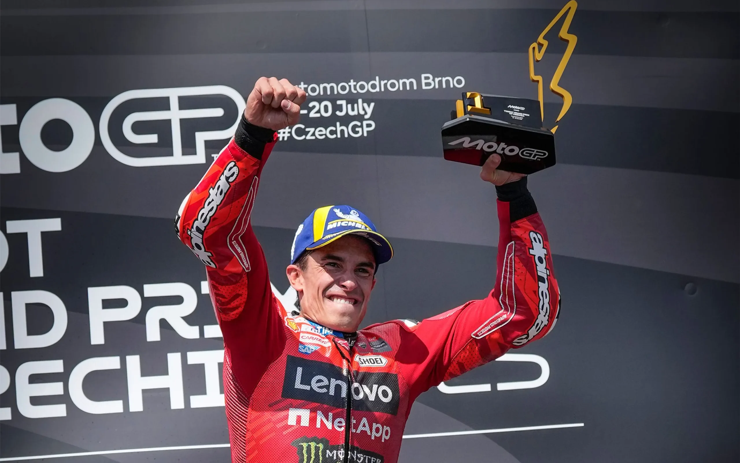 Marc Marquez raih lima kemenangan beruntun di MotoGP bersama Ducati usai menangi GP Ceko. Aprilia dan KTM turut isi podium Brno.