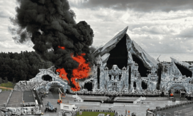 
					Panggung utama festival musik elektronik Tomorrowland yang terbakar. (foto: AFP)