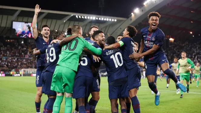 
					Pemain PSG merayakan kemenangan atas Tottenham Hostspur di Piala Super Eropa 2025. (foto: eufa.com)