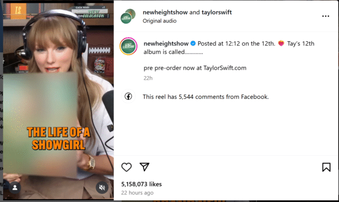 
					Tangkapan layar akun Instagram podcast New Heights.