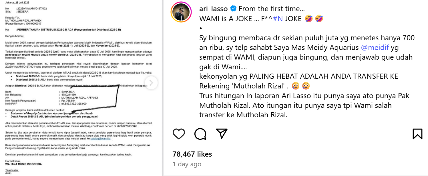 Sejumlah musisi seperti Ari Lasso, Ahmad Dhani, hingga Rhoma Irama gratiskan lagu mereka diputar di kafe & restoran bebas tanpa bayar royalti
