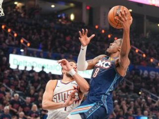Jalen Williams saat bermain melawan Poenix Suns. (foto: Kyle Phillips AP)
