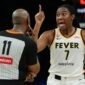Aliyah Boston saat membela Indiana Fever melawan Minnesota Lynx