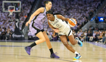 Gabby Williams saat Golden State Valkyries menghadapi Las Vegas Aces pada Game 1 semifinal WNBA 2026