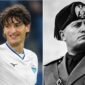 Romano Floriani Mussolini, bek Lazio dan cicit Benito Mussolini, merayakan gol pertamanya di Serie A.