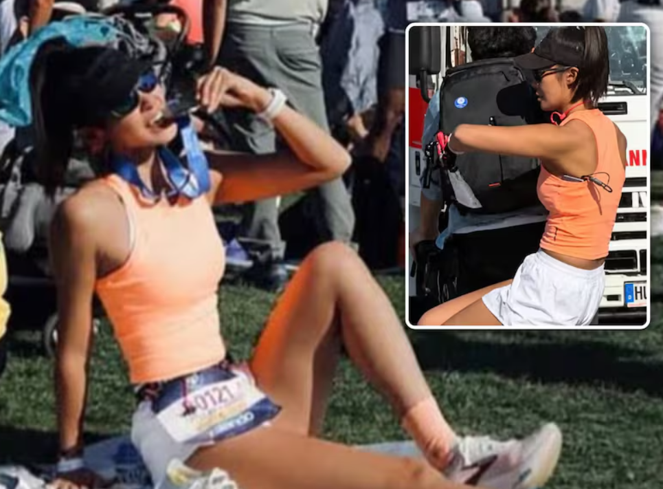 Sebuah foto yang menunjukkan bukti bahwa Sun Yuanyuan menumpang sebuah sepeda saat lomba Berlin Marathon. (Foto: instagram OMTIU)